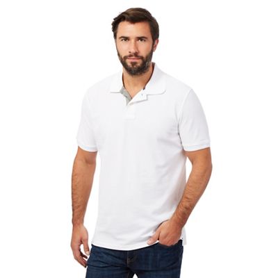 Maine New England White contrast placket pique polo shirt